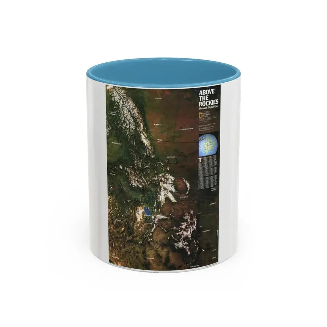 North America - Above the Rockies Through Digital Eyes (1995) (Map) Accent Coffee Mug 11oz Light Blue - Go Mug Yourself