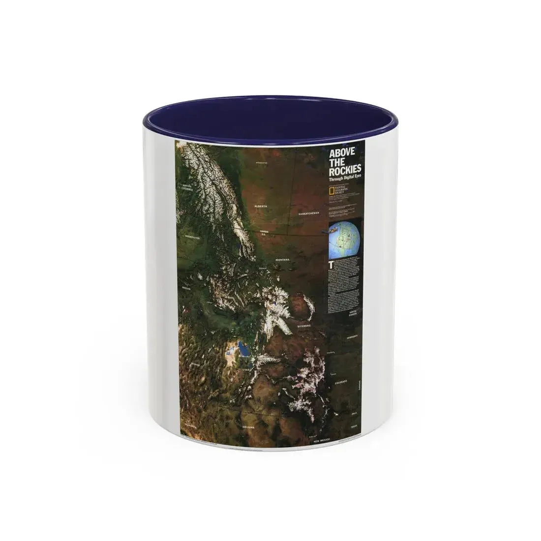 North America - Above the Rockies Through Digital Eyes (1995) (Map) Accent Coffee Mug 11oz Navy - Go Mug Yourself