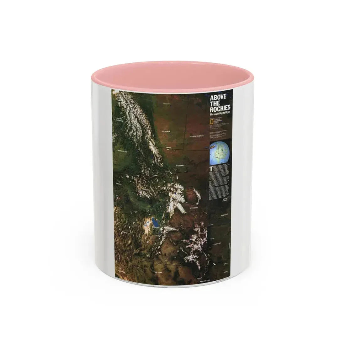 North America - Above the Rockies Through Digital Eyes (1995) (Map) Accent Coffee Mug 11oz Pink - Go Mug Yourself