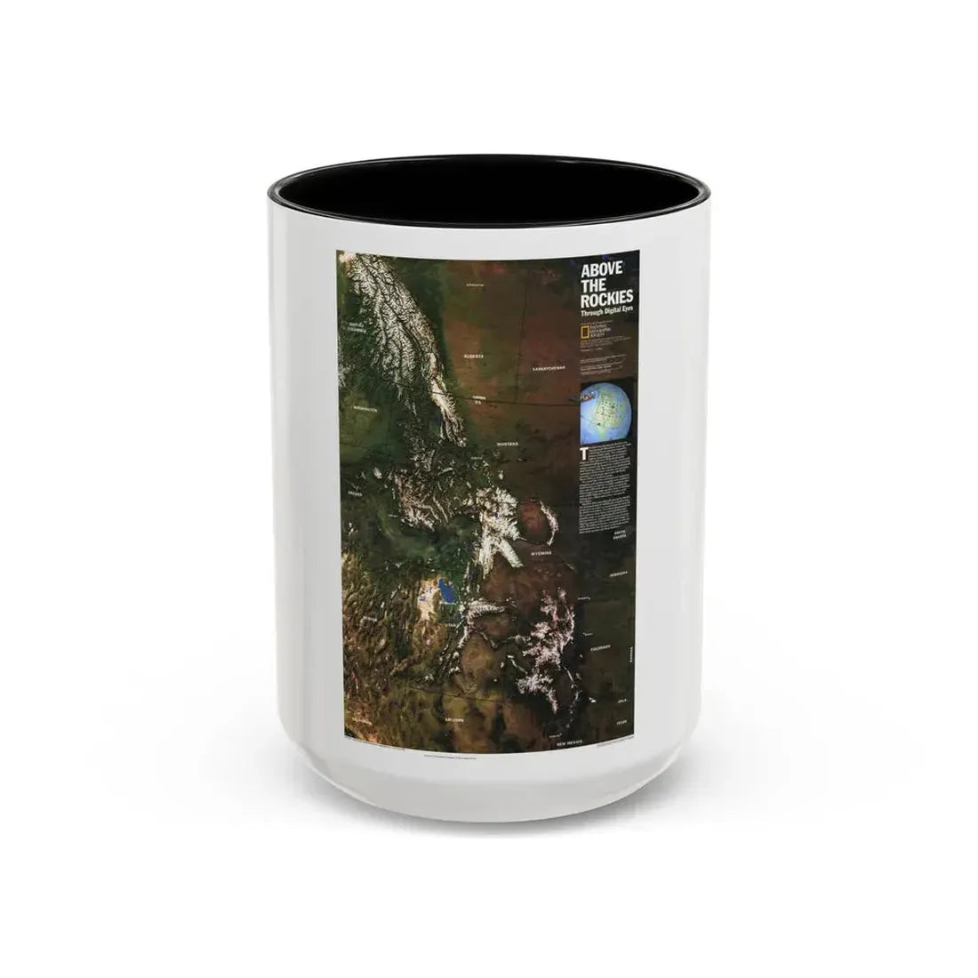 North America - Above the Rockies Through Digital Eyes (1995) (Map) Accent Coffee Mug 15oz Black - Go Mug Yourself