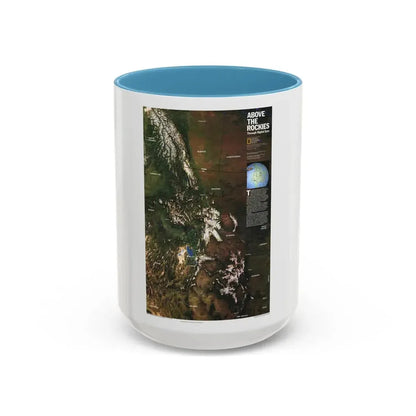 North America - Above the Rockies Through Digital Eyes (1995) (Map) Accent Coffee Mug 15oz Light Blue - Go Mug Yourself