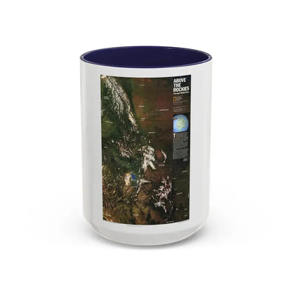 North America - Above the Rockies Through Digital Eyes (1995) (Map) Accent Coffee Mug 15oz Navy - Go Mug Yourself
