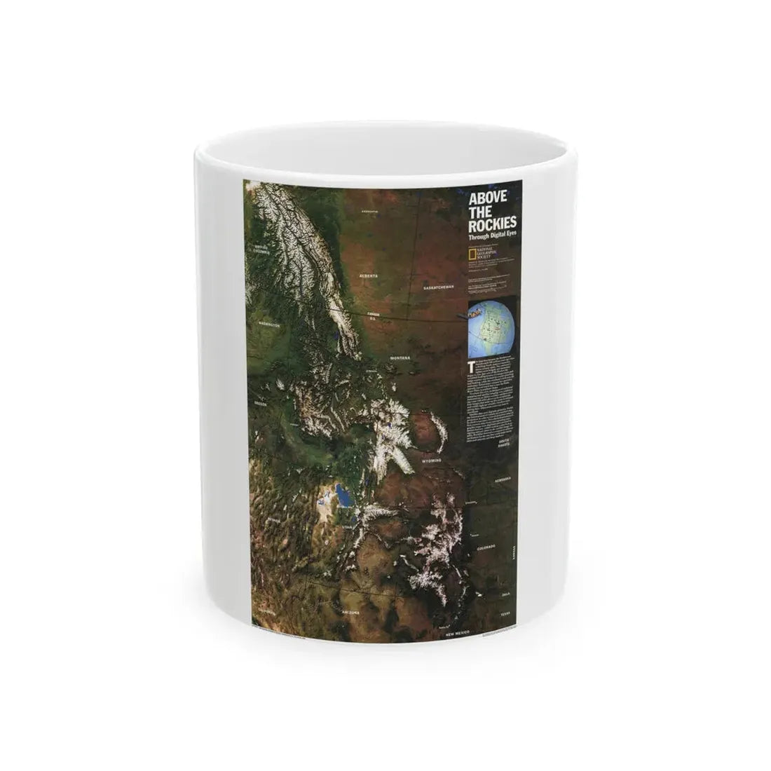 North America - Above the Rockies Through Digital Eyes (1995) (Map) White Coffee Mug 11oz - Go Mug Yourself