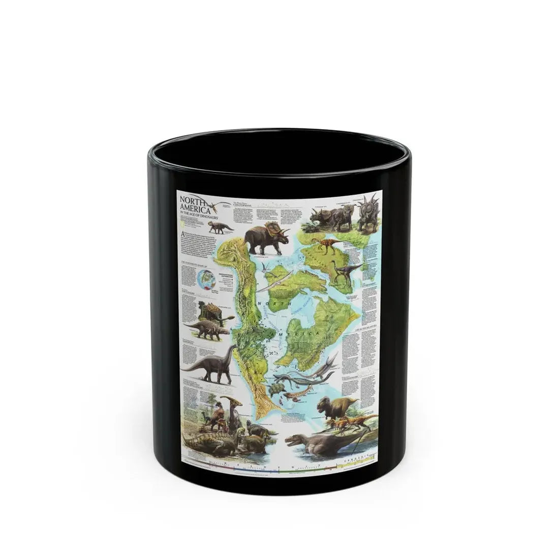 North America - Age of Dinosaurs (1993) (Map) Black Coffee Mug 11oz - Go Mug Yourself