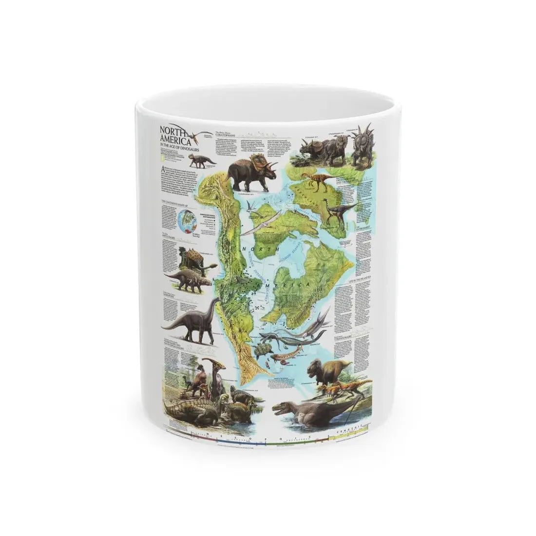 North America - Age of Dinosaurs (1993) (Map) White Coffee Mug 11oz - Go Mug Yourself