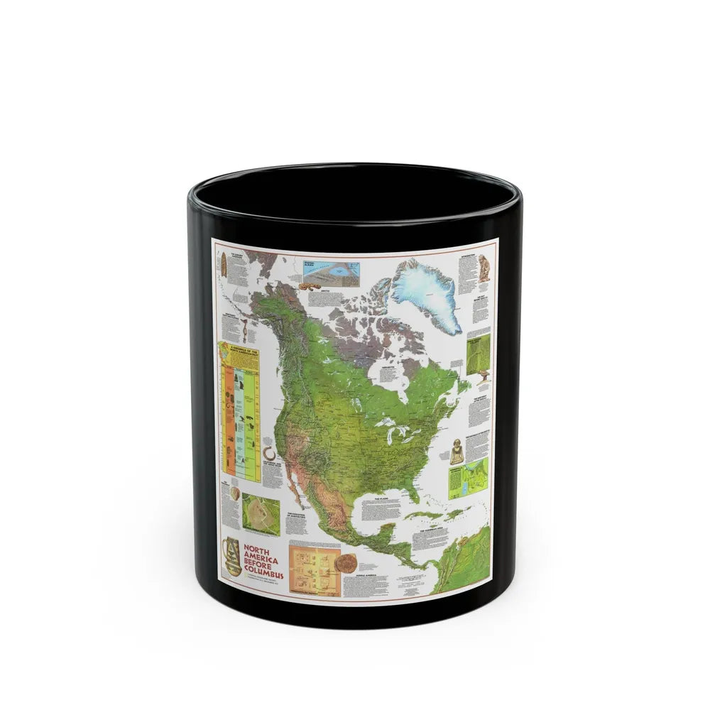 North America - Before Columbus (1972) (Map) Black Coffee Mug-11oz-Go Mug Yourself