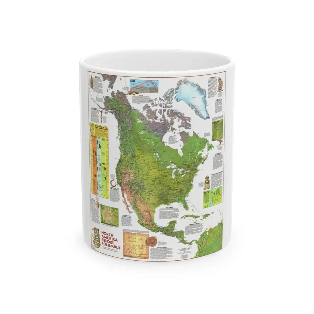 North America - Before Columbus (1972) (Map) White Coffee Mug 11oz - Go Mug Yourself