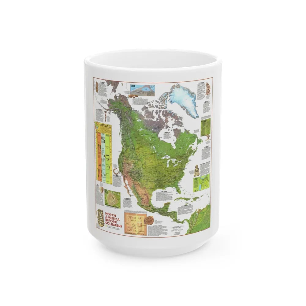 North America - Before Columbus (1972) (Map) White Coffee Mug-15oz-Go Mug Yourself