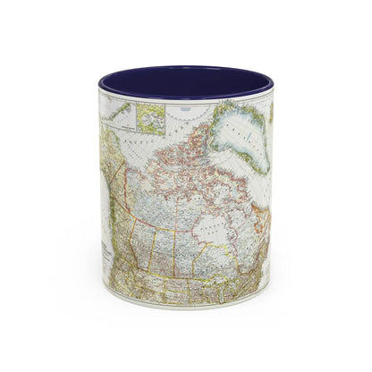 North America - Canada, Alaska, Greenland (1947) (Map) Accent Coffee Mug 11oz Navy - Go Mug Yourself