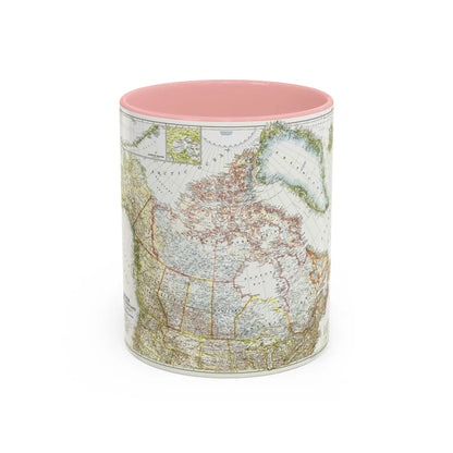 North America - Canada, Alaska, Greenland (1947) (Map) Accent Coffee Mug 11oz Pink - Go Mug Yourself