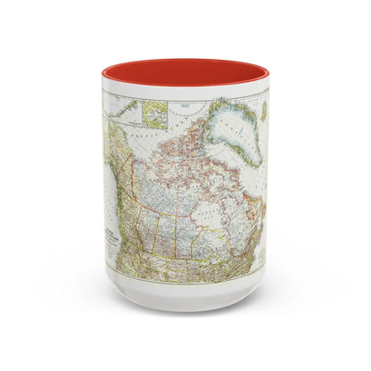 North America - Canada, Alaska, Greenland (1947) (Map) Accent Coffee Mug 15oz Red - Go Mug Yourself