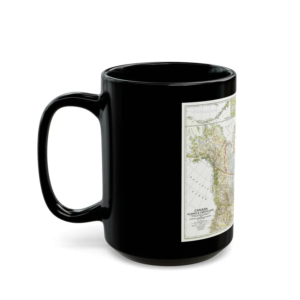 North America - Canada, Alaska, Greenland (1947) (Map) Black Coffee Mug-Go Mug Yourself