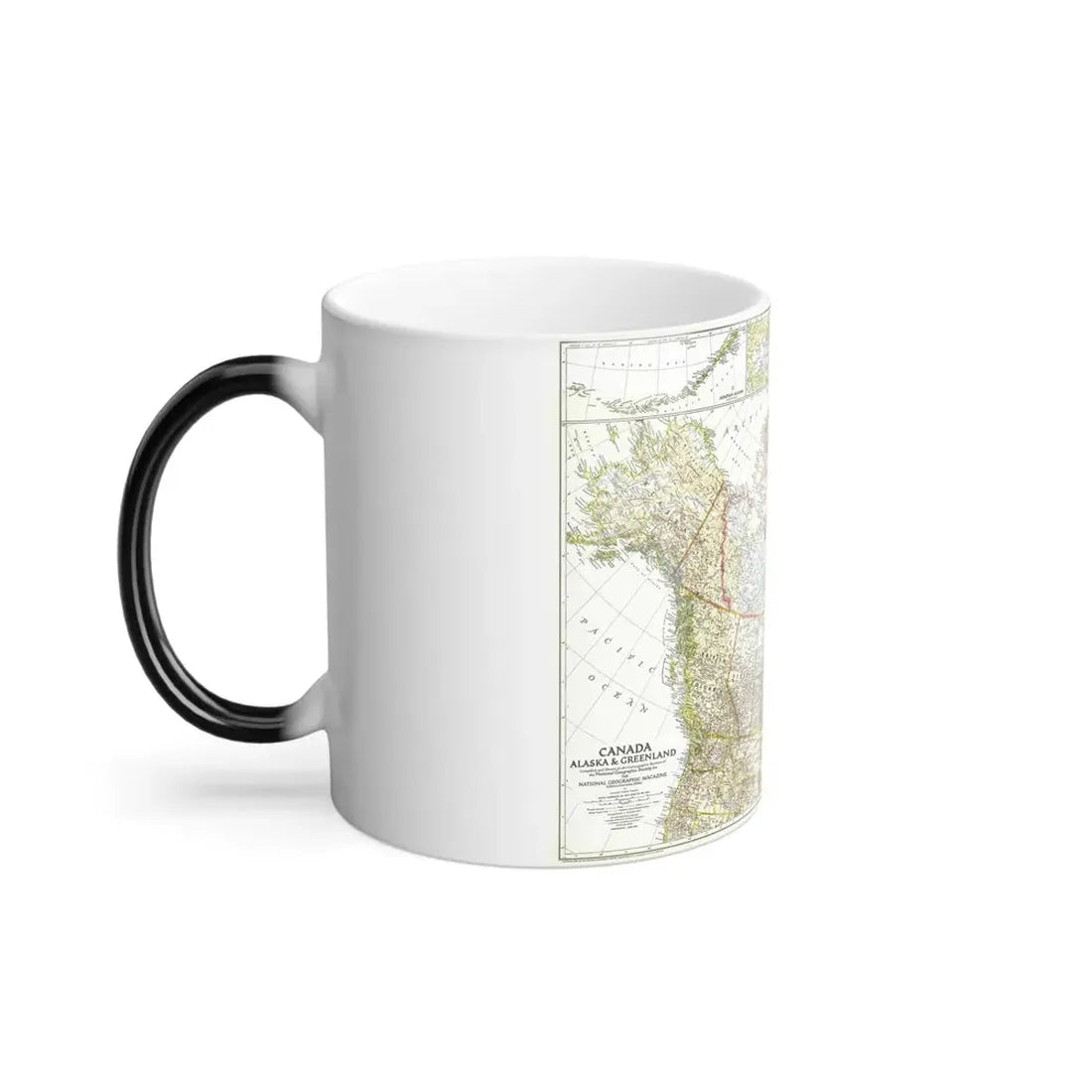 North America - Canada, Alaska, Greenland (1947) (Map) Color Changing Mug 11oz - Go Mug Yourself