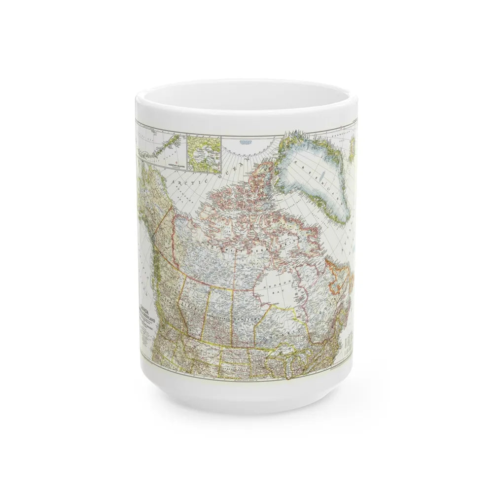 North America - Canada, Alaska, Greenland (1947) (Map) White Coffee Mug-15oz-Go Mug Yourself