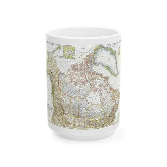 North America - Canada, Alaska, Greenland (1947) (Map) White Coffee Mug 15oz - Go Mug Yourself