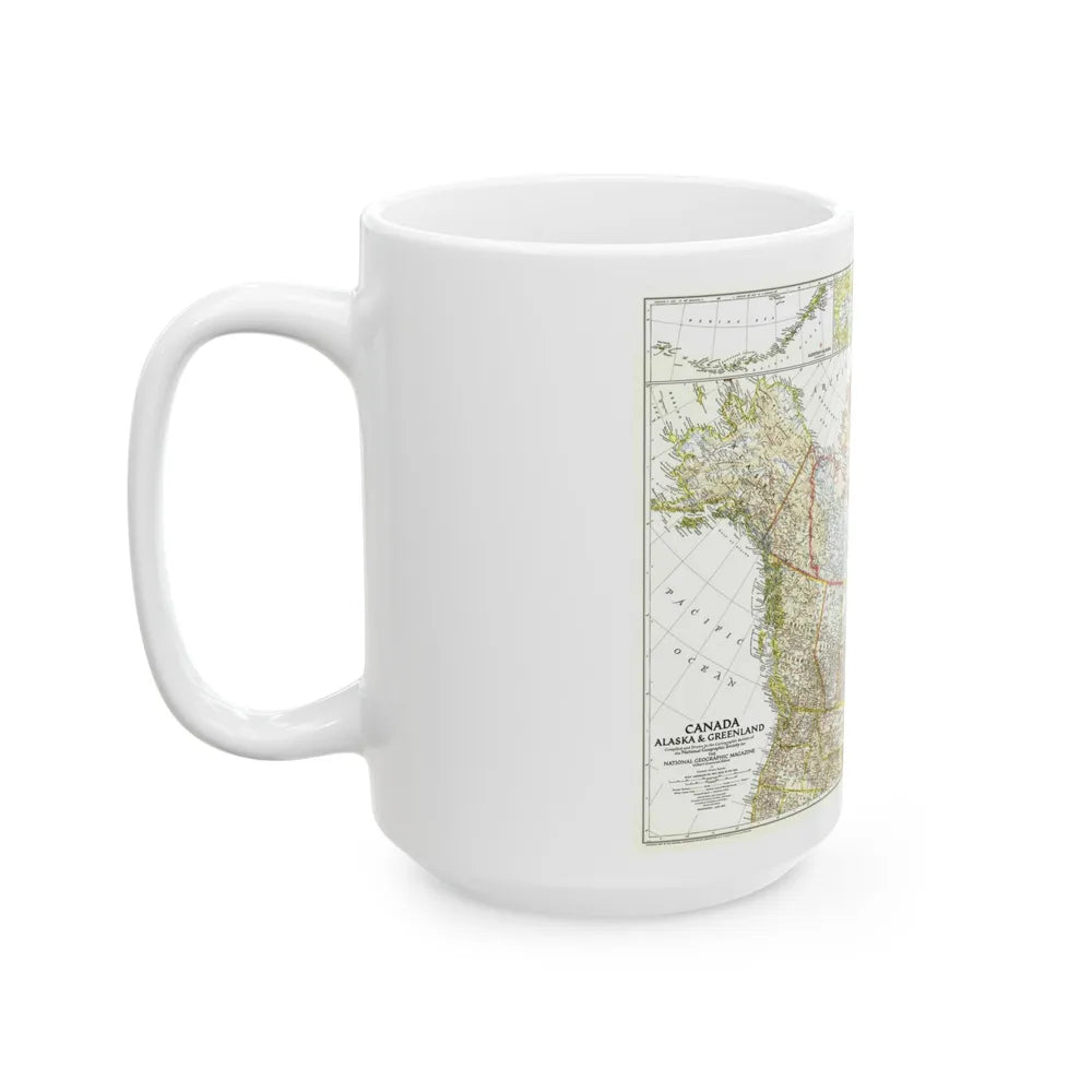 North America - Canada, Alaska, Greenland (1947) (Map) White Coffee Mug-Go Mug Yourself