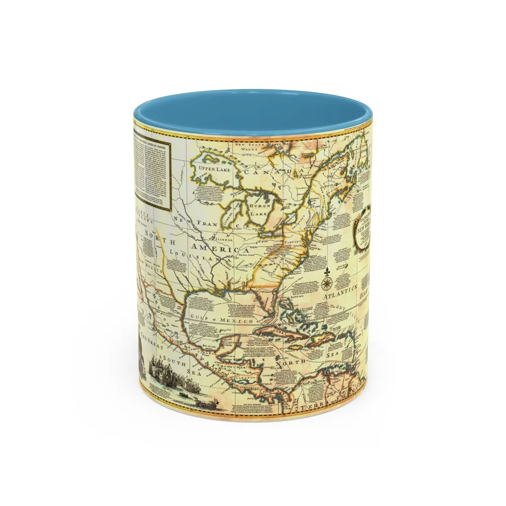 North America - Colonization and Trade (1977) (Map) Accent Coffee Mug 11oz Light Blue - Go Mug Yourself