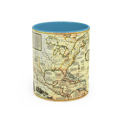North America - Colonization and Trade (1977) (Map) Accent Coffee Mug 11oz Light Blue - Go Mug Yourself