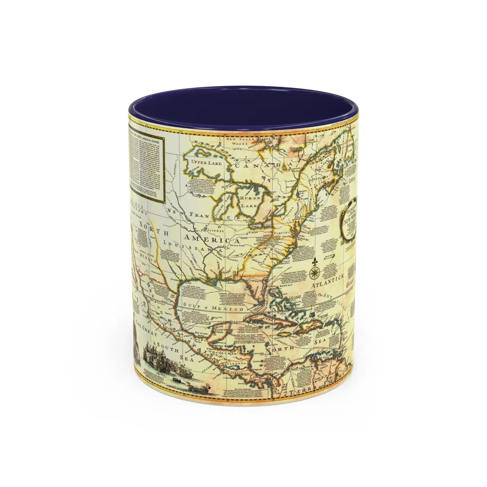 North America - Colonization and Trade (1977) (Map) Accent Coffee Mug 11oz Navy - Go Mug Yourself