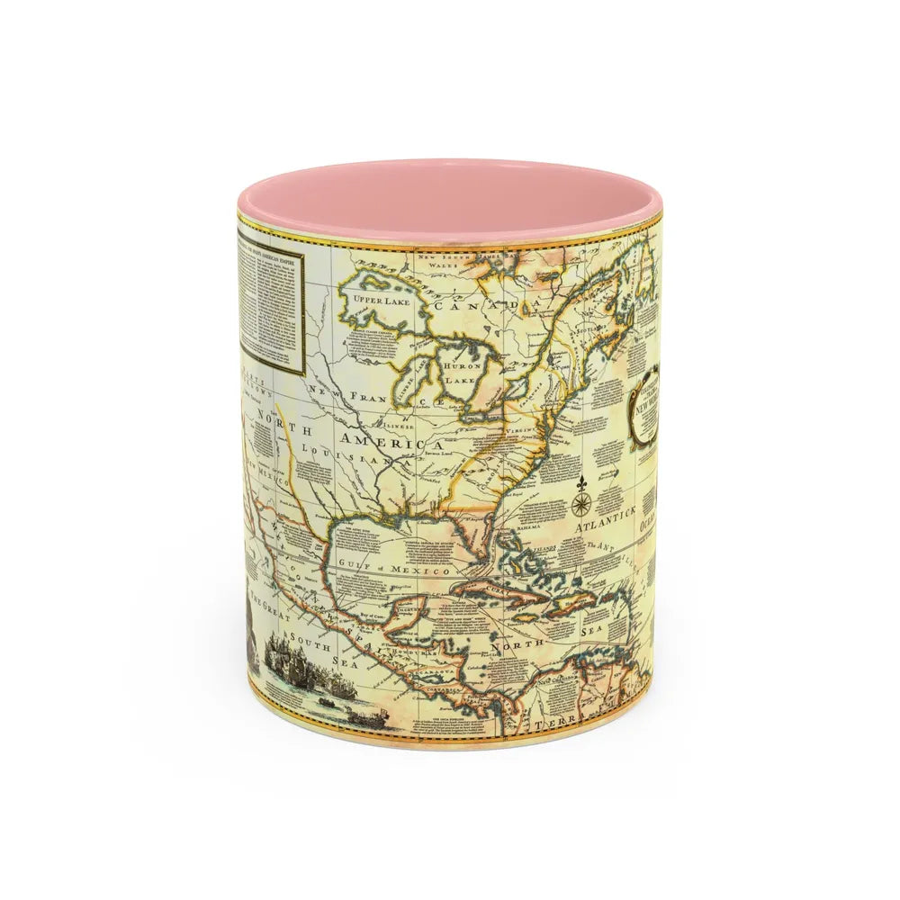 North America - Colonization and Trade (1977) (Map) Accent Coffee Mug 11oz Pink - Go Mug Yourself