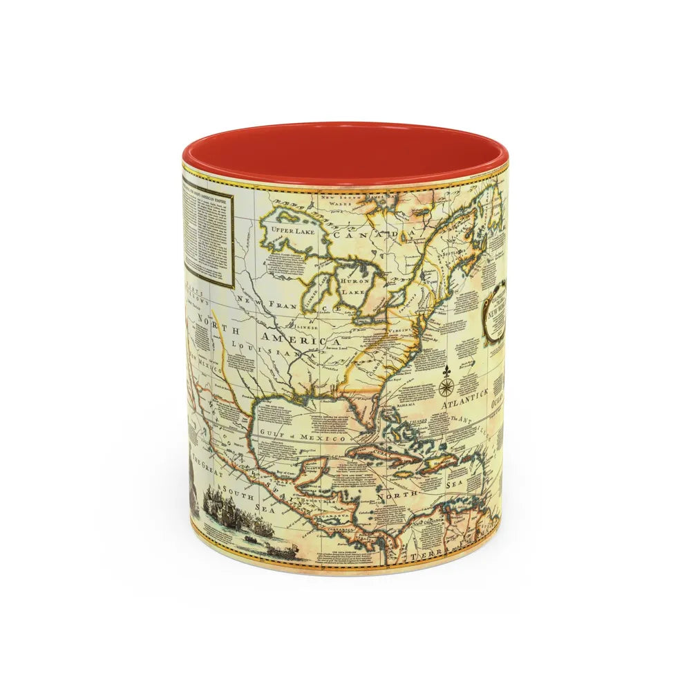 North America - Colonization and Trade (1977) (Map) Accent Coffee Mug 11oz Red - Go Mug Yourself