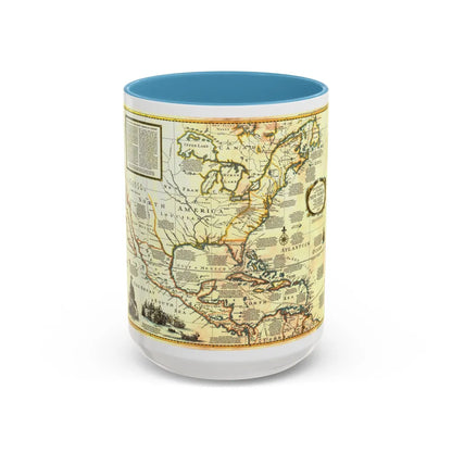 North America - Colonization and Trade (1977) (Map) Accent Coffee Mug 15oz Light Blue - Go Mug Yourself