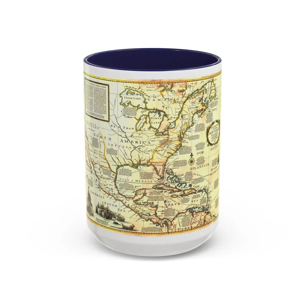 North America - Colonization and Trade (1977) (Map) Accent Coffee Mug 15oz Navy - Go Mug Yourself