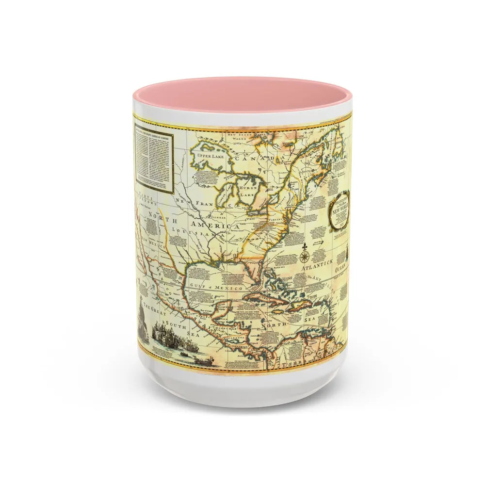 North America - Colonization and Trade (1977) (Map) Accent Coffee Mug 15oz Pink - Go Mug Yourself