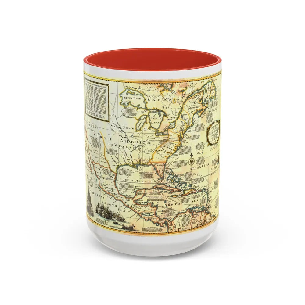 North America - Colonization and Trade (1977) (Map) Accent Coffee Mug 15oz Red - Go Mug Yourself