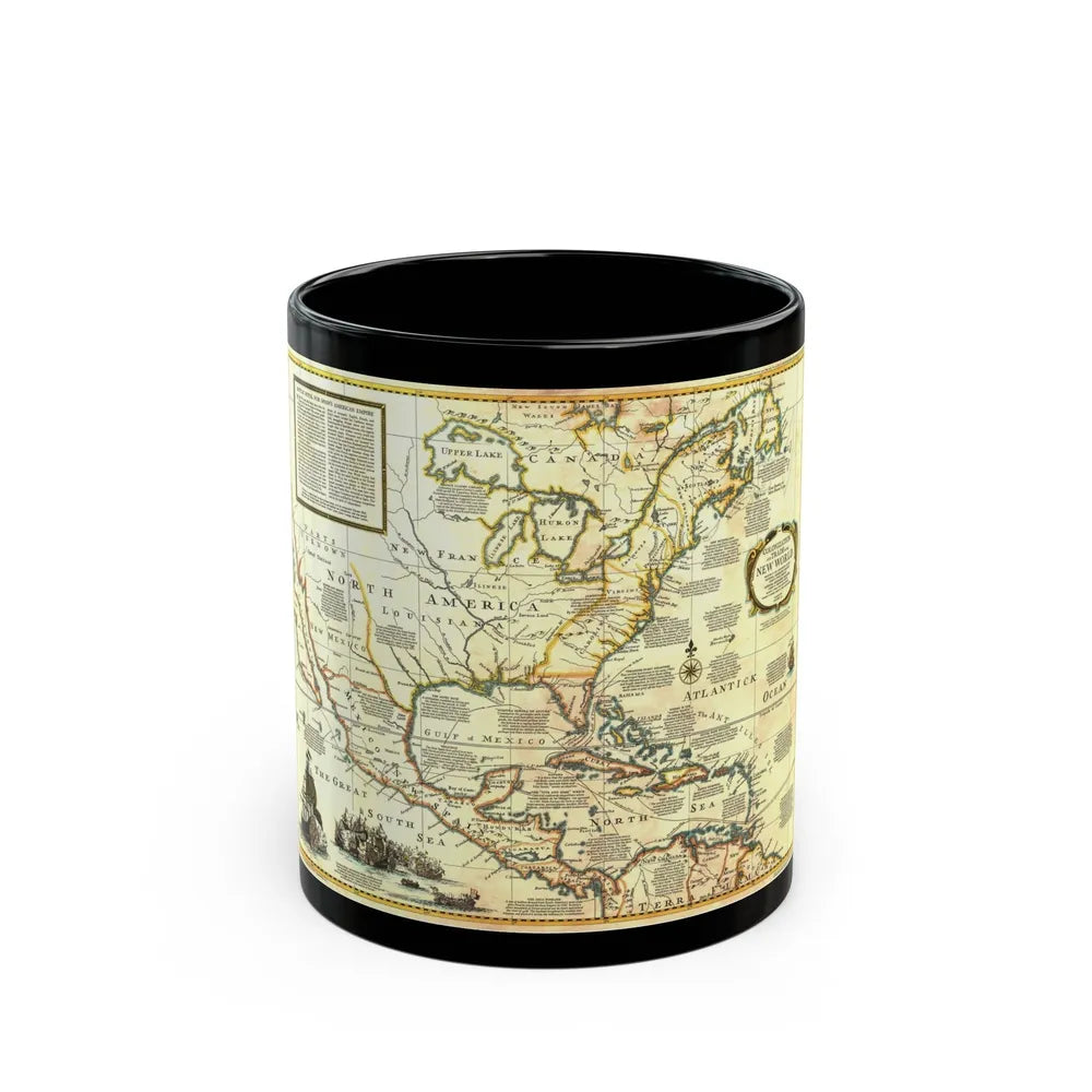 North America - Colonization and Trade (1977) (Map) Black Coffee Mug-11oz-Go Mug Yourself