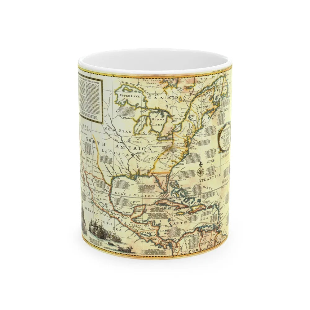 North America - Colonization and Trade (1977) (Map) White Coffee Mug-11oz-Go Mug Yourself