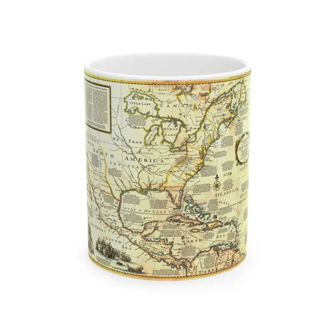 North America - Colonization and Trade (1977) (Map) White Coffee Mug 11oz - Go Mug Yourself