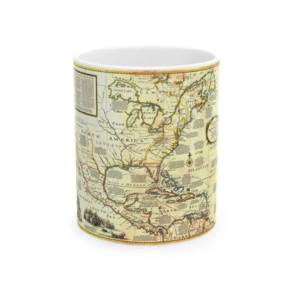 North America - Colonization and Trade (1977) (Map) White Coffee Mug 11oz - Go Mug Yourself