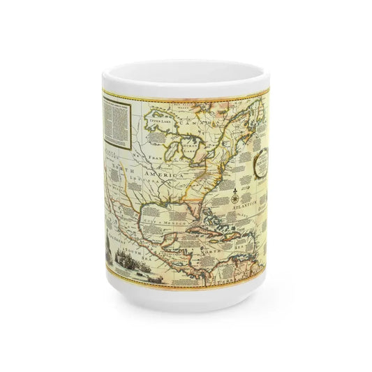 North America - Colonization and Trade (1977) (Map) White Coffee Mug 15oz - Go Mug Yourself