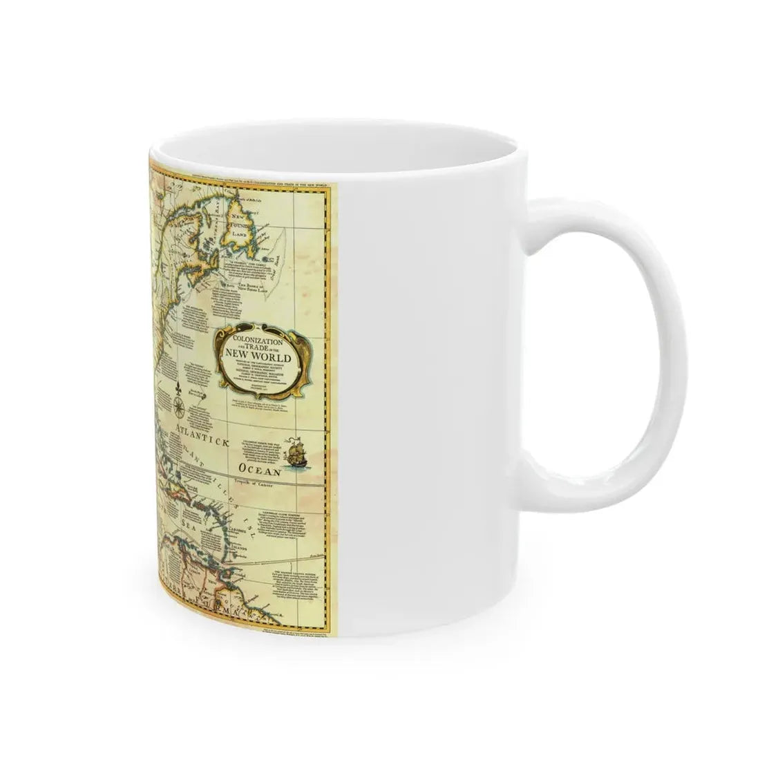 North America - Colonization and Trade (1977) (Map) White Coffee Mug - Go Mug Yourself