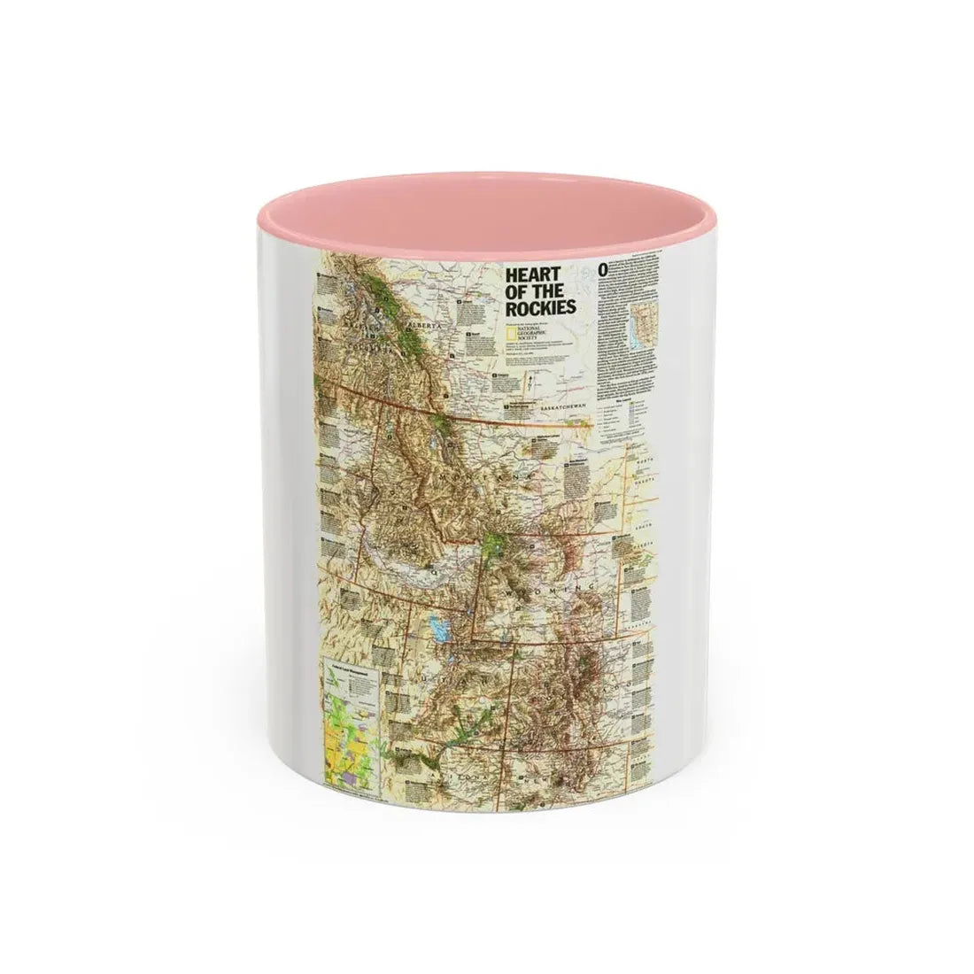 North America - Heart of the Rockies (1995) (Map) Accent Coffee Mug 11oz Pink - Go Mug Yourself