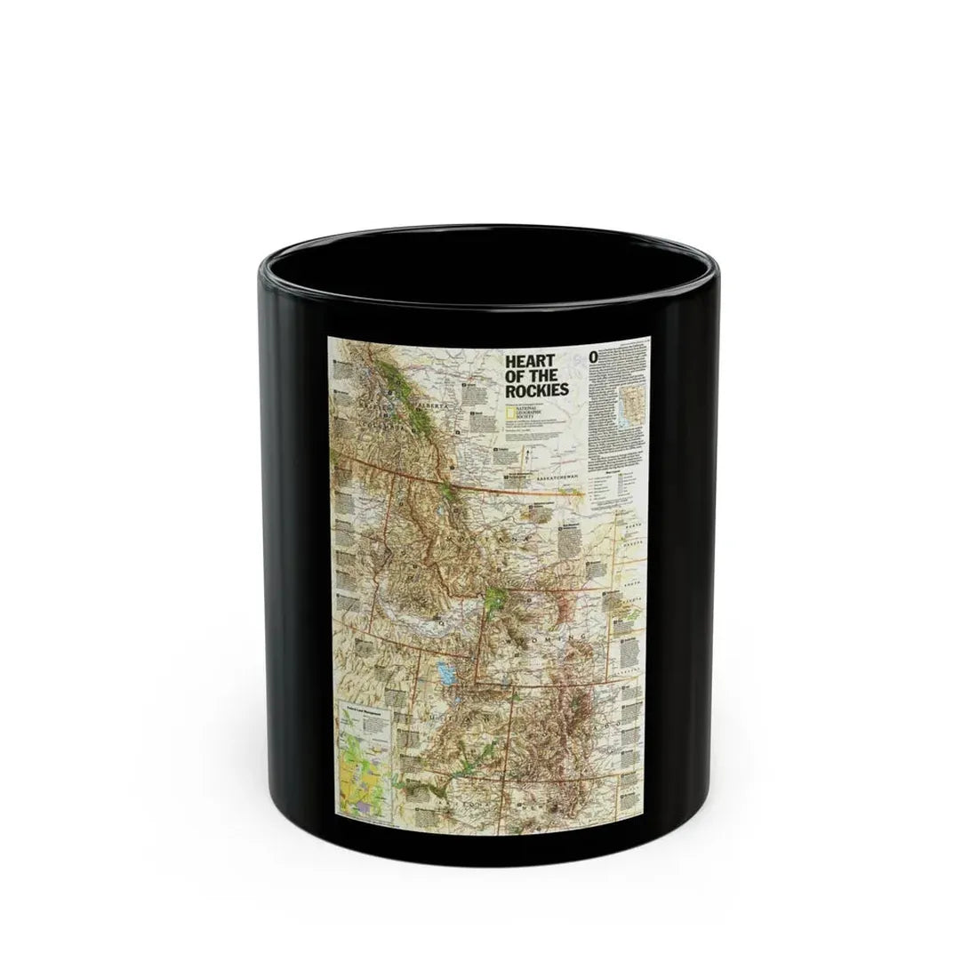 North America - Heart of the Rockies (1995) (Map) Black Coffee Mug 11oz - Go Mug Yourself