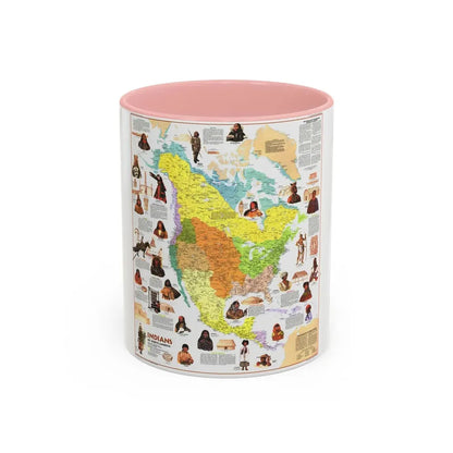 North America - Indians of (1973) (Map) Accent Coffee Mug 11oz Pink - Go Mug Yourself