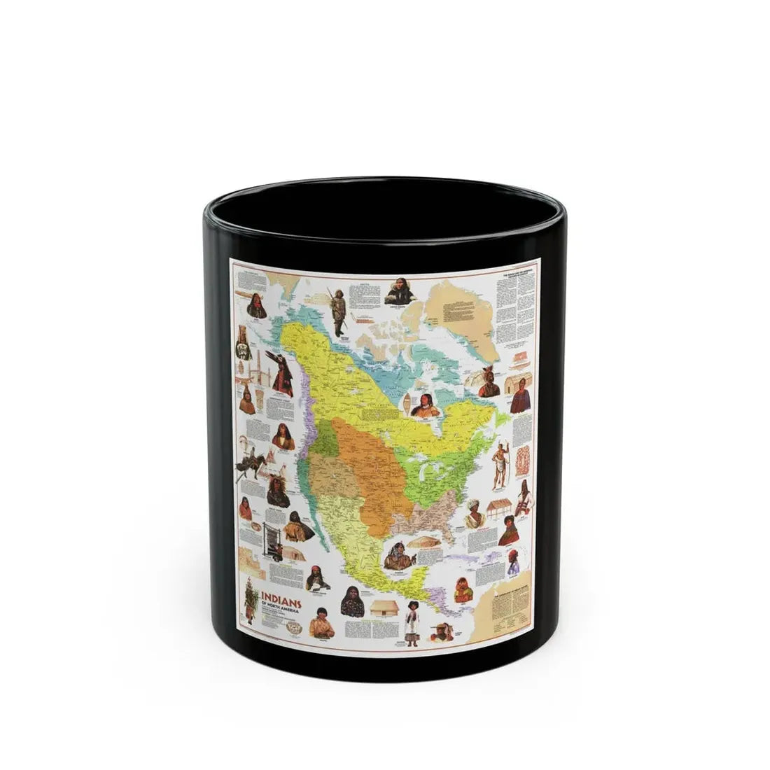 North America - Indians of (1973) (Map) Black Coffee Mug 11oz - Go Mug Yourself