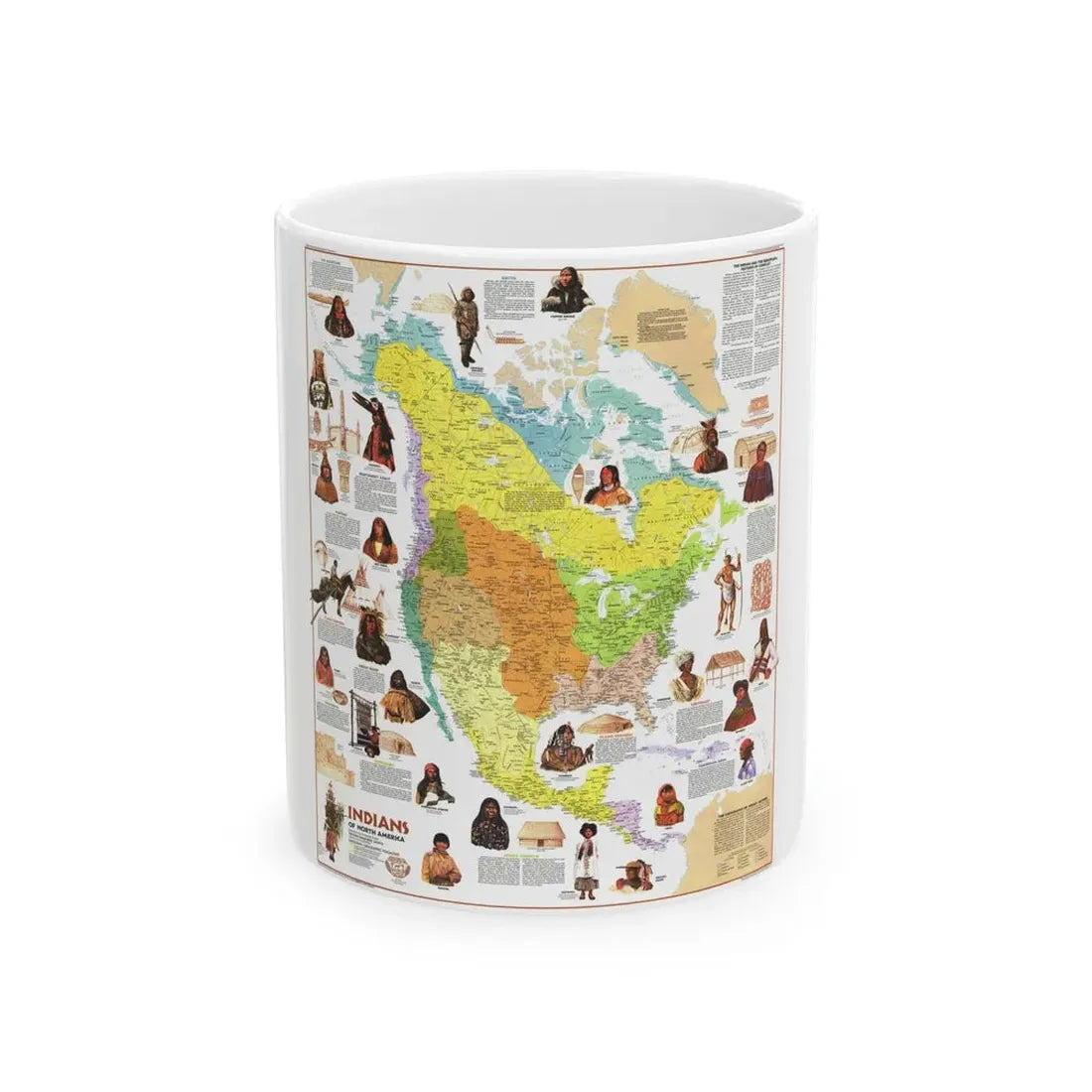 North America - Indians of (1973) (Map) White Coffee Mug 11oz - Go Mug Yourself
