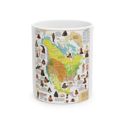 North America - Indians of (1973) (Map) White Coffee Mug 11oz - Go Mug Yourself