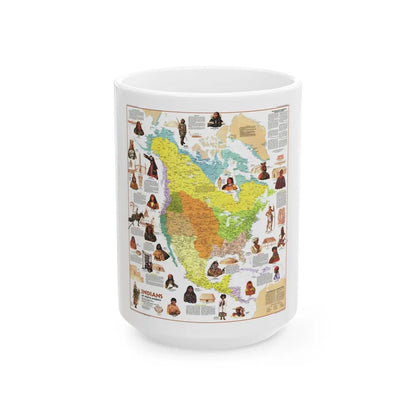 North America - Indians of (1973) (Map) White Coffee Mug-15oz-Go Mug Yourself