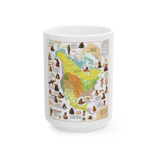 North America - Indians of (1973) (Map) White Coffee Mug 15oz - Go Mug Yourself
