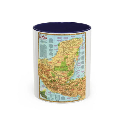 North America - Land of the Maya, A Traveller's Map (1990) (Map) Accent Coffee Mug 11oz Navy - Go Mug Yourself