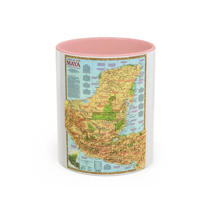 North America - Land of the Maya, A Traveller's Map (1990) (Map) Accent Coffee Mug 11oz Pink - Go Mug Yourself
