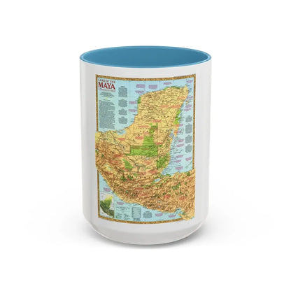North America - Land of the Maya, A Traveller's Map (1990) (Map) Accent Coffee Mug 15oz Light Blue - Go Mug Yourself
