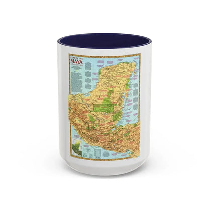North America - Land of the Maya, A Traveller's Map (1990) (Map) Accent Coffee Mug 15oz Navy - Go Mug Yourself