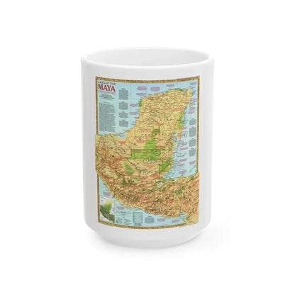 North America - Land of the Maya, A Traveller's Map (1990) (Map) White Coffee Mug 15oz - Go Mug Yourself