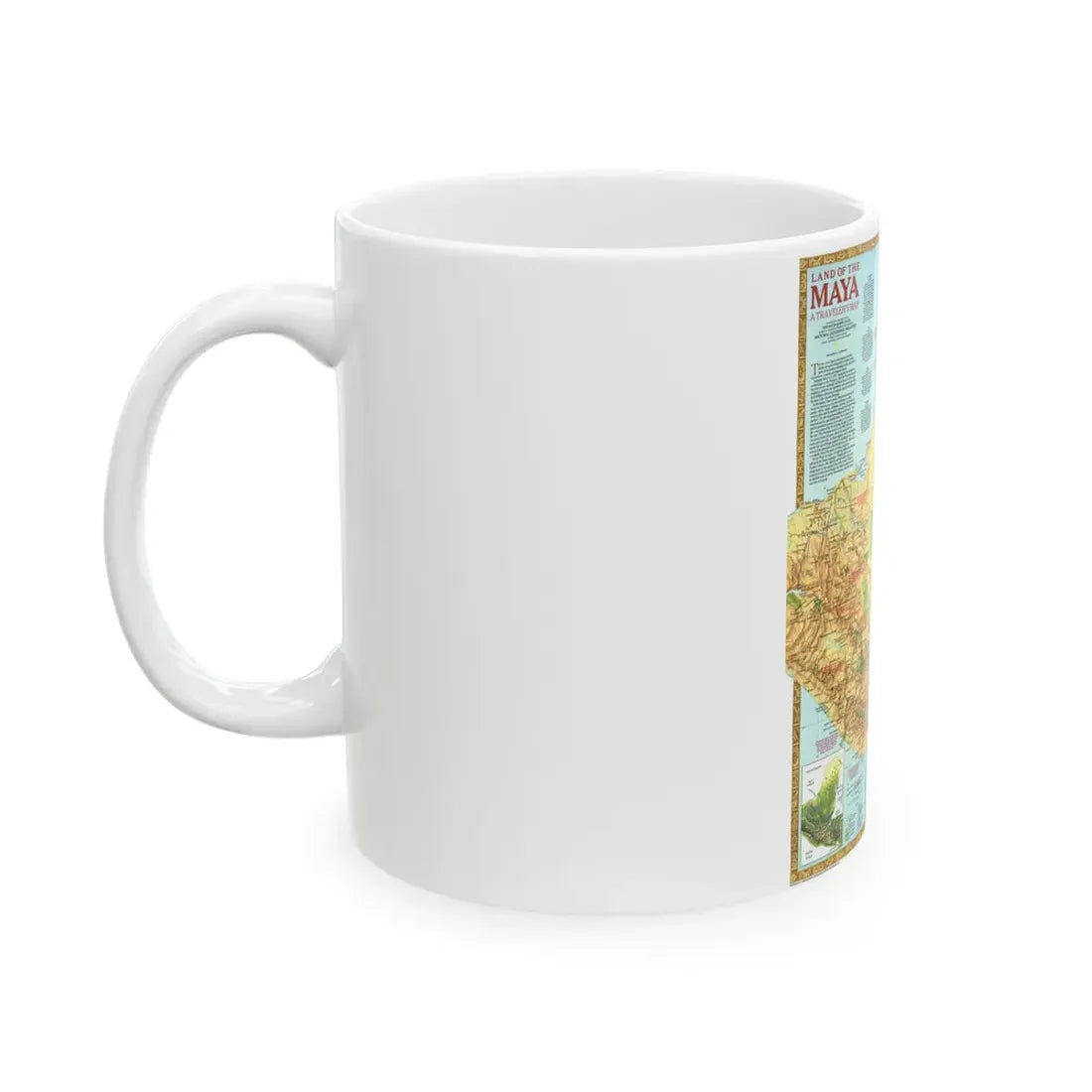 North America - Land of the Maya, A Traveller's Map (1990) (Map) White Coffee Mug - Go Mug Yourself