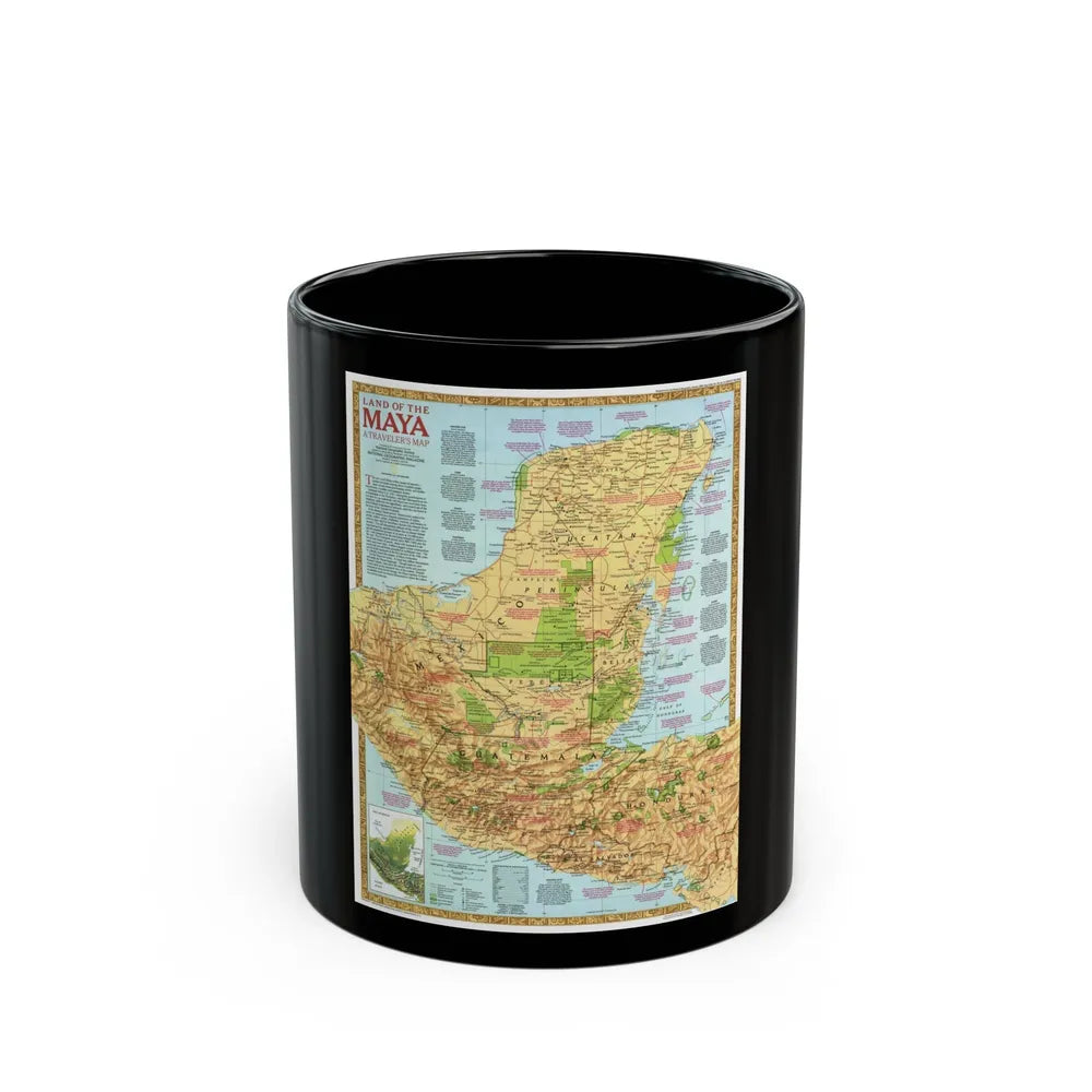 North America - Land of the Maya, A Traveller's Map (1990) (Map) Black Coffee Mug-11oz-Go Mug Yourself